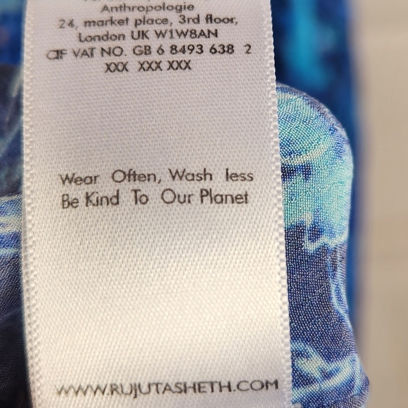 Rujuta Sheth Boho Resort Garden Marie Cinched Kaftan Maxi Dress Blue S/M - Picture 14 of 14